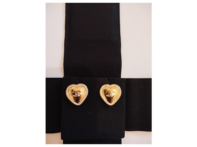 Orecchini Chanel dorati in metallo con strass D'oro - vista 3
