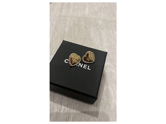 Orecchini Chanel dorati in metallo con strass D'oro - vista 9