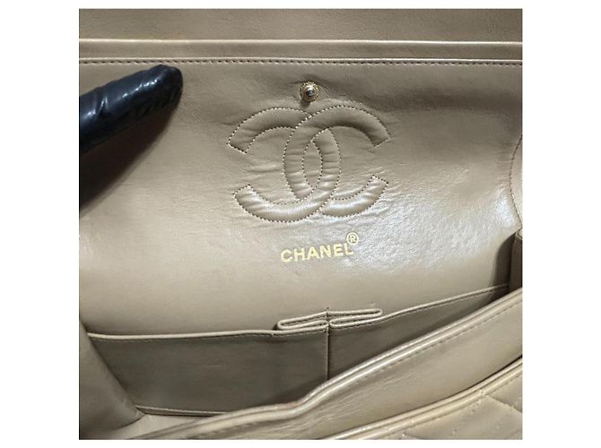 1989’ Vintage CHANEL Double Flap Bag Beige Gold hardware - view 11