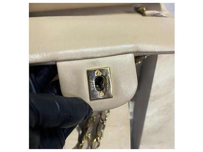 1989’ Vintage CHANEL Double Flap Bag Beige Gold hardware - view 15