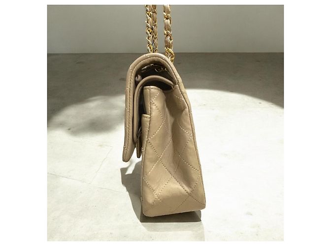 1989’ Vintage CHANEL Double Flap Bag Beige Gold hardware - view 18