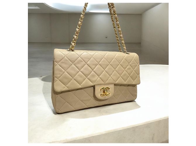1989’ Vintage CHANEL Double Flap Bag Beige Gold hardware - view 4