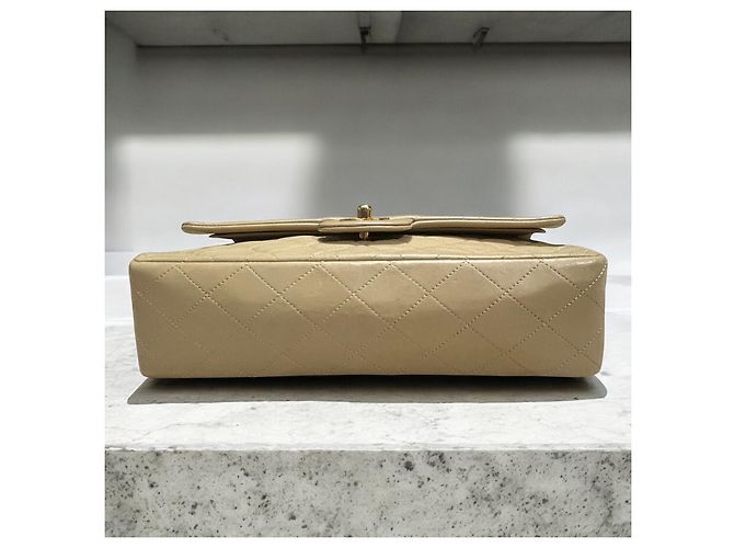1989’ Vintage CHANEL Double Flap Bag Beige Gold hardware - view 6
