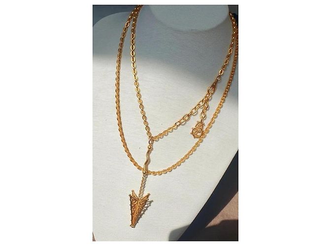Collana Lunga in Metallo Dorato Karl Lagerfeld D'oro - vista 3
