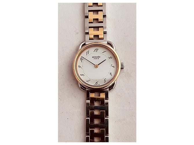 Orologio Hermès Arceau placcato oro e acciaio quadrante bianco - vista 2