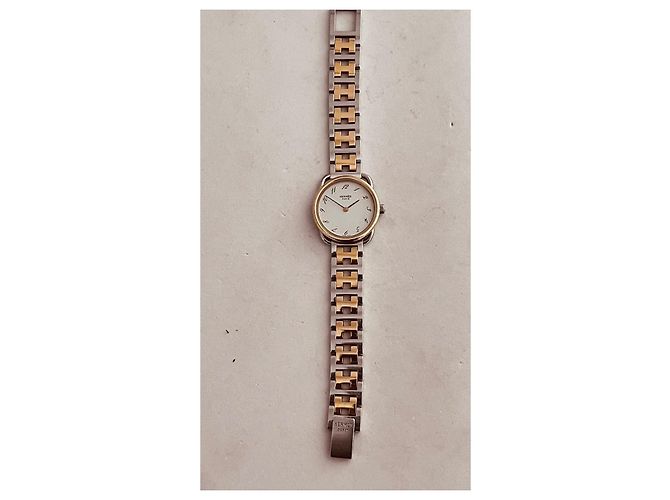 Orologio Hermès Arceau placcato oro e acciaio quadrante bianco - vista 3