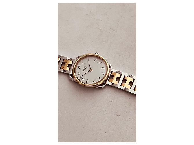 Orologio Hermès Arceau placcato oro e acciaio quadrante bianco - vista 4