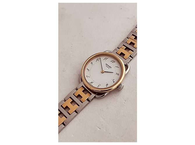 Orologio Hermès Arceau placcato oro e acciaio quadrante bianco - vista 5