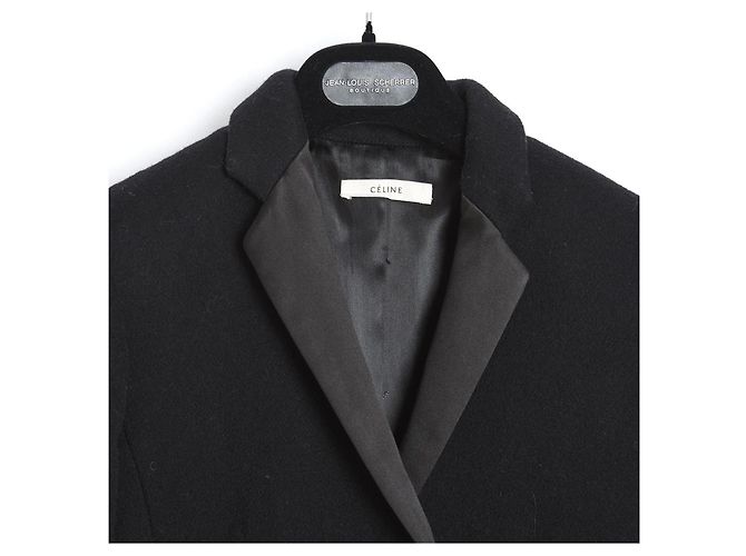 Céline por Phoebe Philo PF14 Abrigo FR38 Abrigo de Kimono de Lana Negra US8 Celine Negro - vista 3