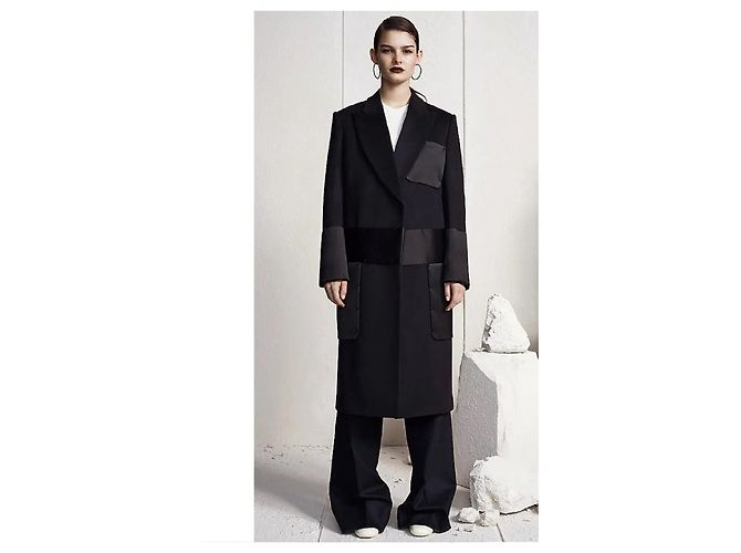 Céline por Phoebe Philo PF14 Abrigo FR38 Abrigo de Kimono de Lana Negra US8 Celine Negro - vista 5