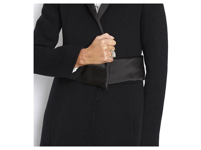 Céline por Phoebe Philo PF14 Abrigo FR38 Abrigo de Kimono de Lana Negra US8 Celine Negro - vista 7