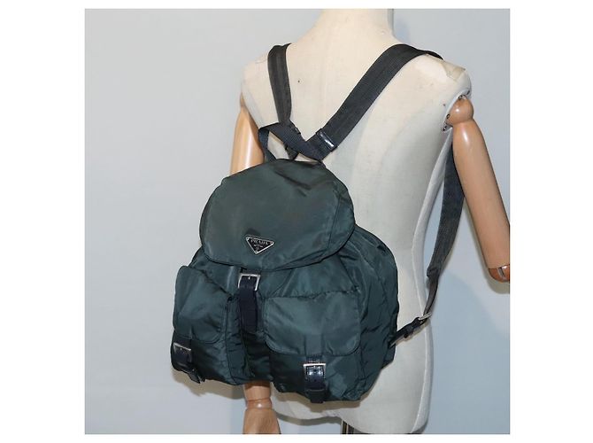 PRADA Rucksack Nylon Khaki Silber Authentisch 90473 - Ansicht 34