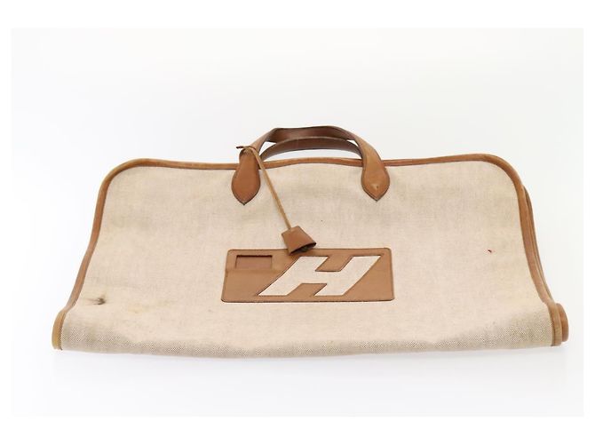 Hermès HERMES Garment Cover Canvas Leather Beige Auth bs17258 - view 10