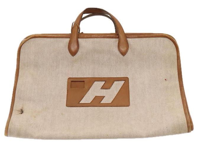 Hermès HERMES Garment Cover Canvas Leather Beige Auth bs17258 - view 2