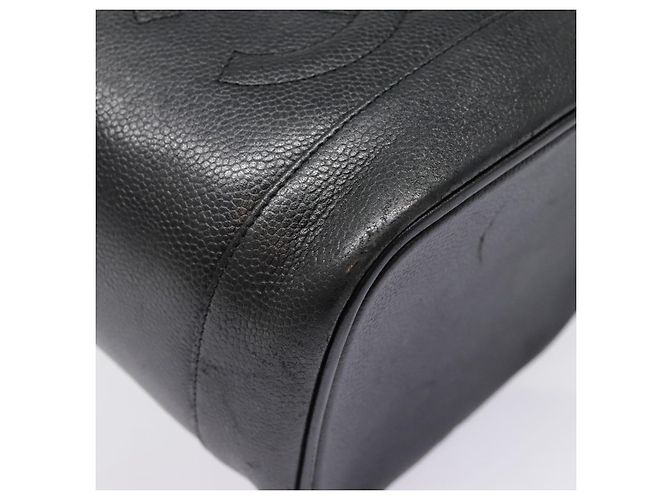 Vanity Pochette da trucco CHANEL COCO Mark in pelle di vitello nera con CC dorato Auth yk14976 Nero D'oro - vista 10