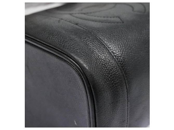 Vanity Pochette da trucco CHANEL COCO Mark in pelle di vitello nera con CC dorato Auth yk14976 Nero D'oro - vista 11