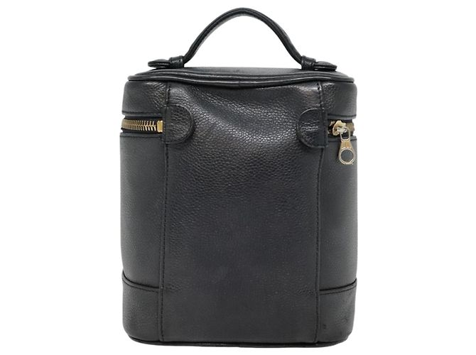 Vanity Pochette da trucco CHANEL COCO Mark in pelle di vitello nera con CC dorato Auth yk14976 Nero D'oro - vista 3