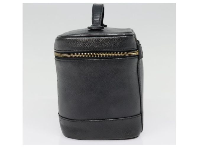 Vanity Pochette da trucco CHANEL COCO Mark in pelle di vitello nera con CC dorato Auth yk14976 Nero D'oro - vista 4
