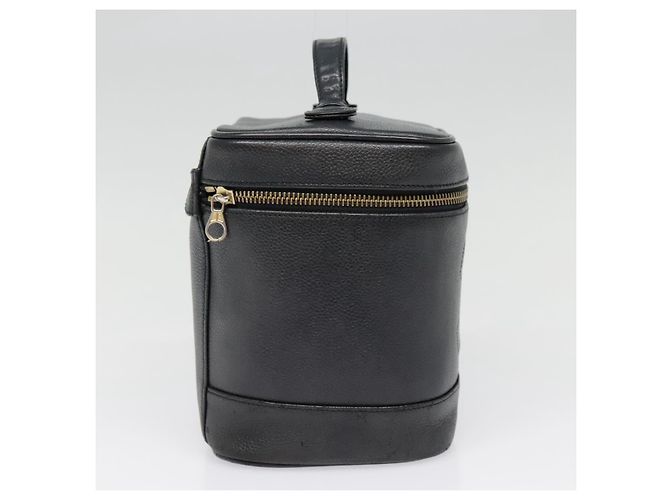 Vanity Pochette da trucco CHANEL COCO Mark in pelle di vitello nera con CC dorato Auth yk14976 Nero D'oro - vista 5
