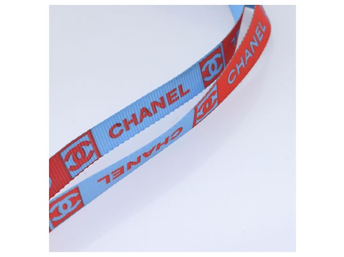Cinturino in nylon blu argento CHANEL CC Auth yk15223 - vista 5