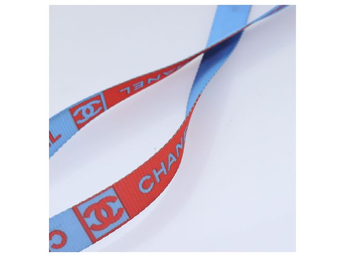 Cinturino in nylon blu argento CHANEL CC Auth yk15223 - vista 6