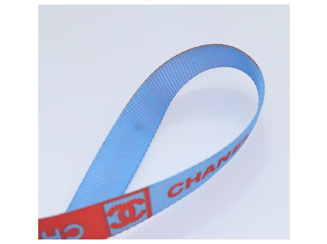 Cinturino in nylon blu argento CHANEL CC Auth yk15223 - vista 7