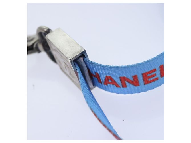 Cinturino in nylon blu argento CHANEL CC Auth yk15223 - vista 9