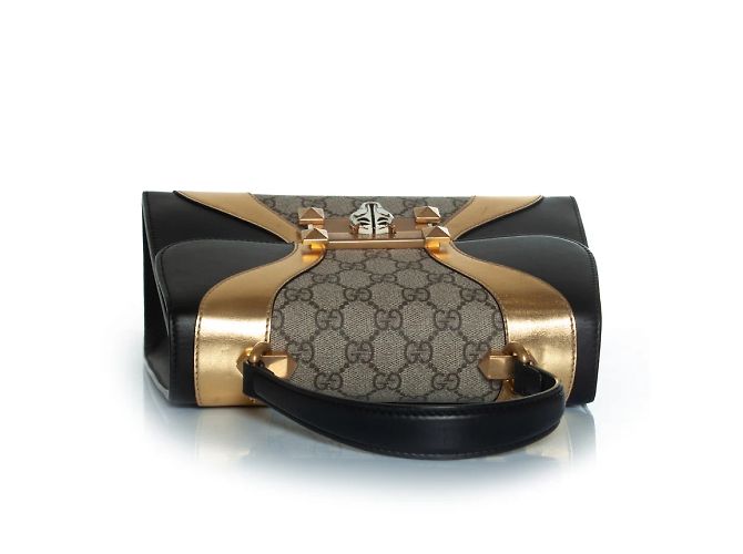 Borsa a mano Osiride con monogramma Gucci, Supreme Marrone Nero D'oro - vista 4