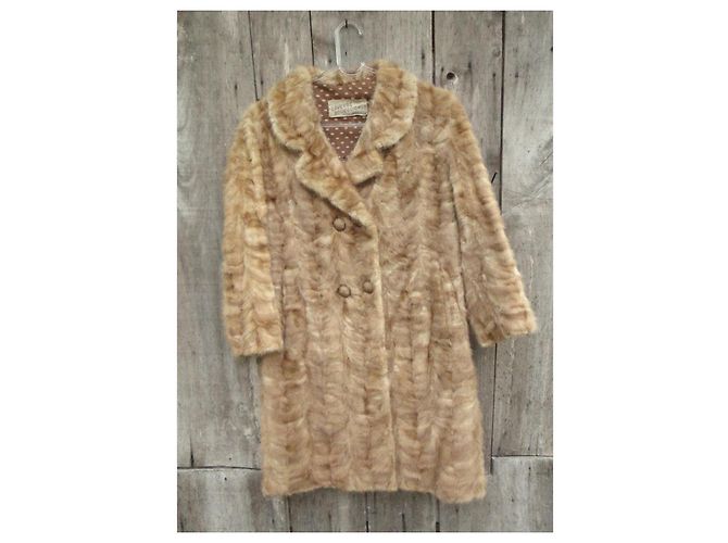 Autre Marque Abrigo de piel beige - vista 3