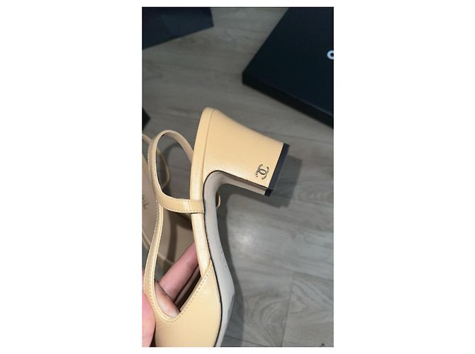 Chanel Slingback Pumps Beige Leder 39 - Ansicht 4