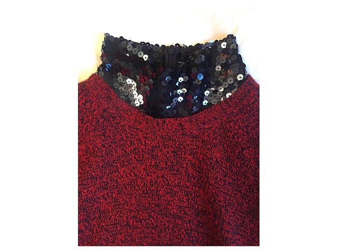 Dior Vestido de cachemira con cuello de strass marino Burdeos - vista 3