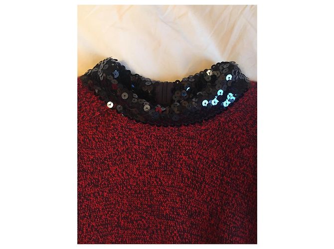 Dior Vestido de cachemira con cuello de strass marino Burdeos - vista 4