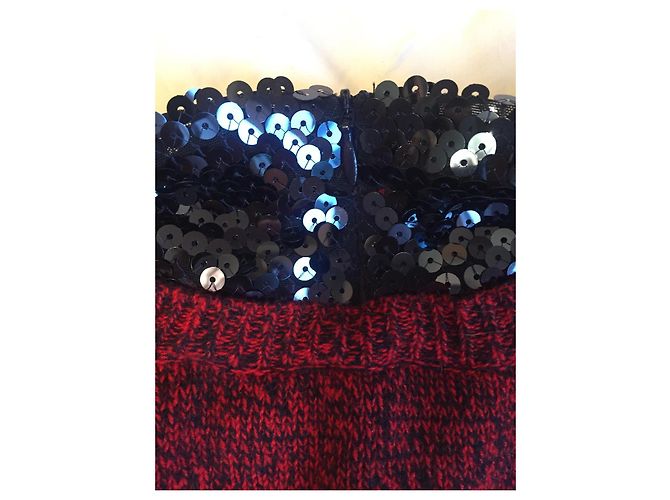 Dior Vestido de cachemira con cuello de strass marino Burdeos - vista 6