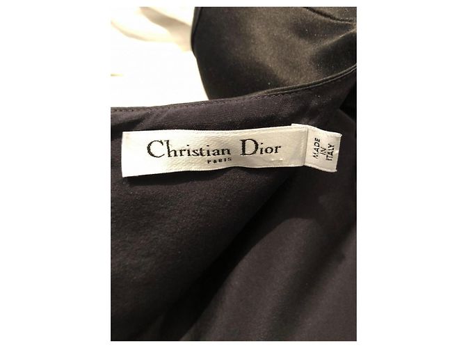 Abito Dior in satin nero e crêpe di seta blu navy - vista 4