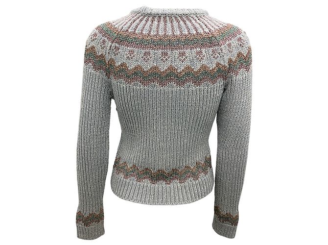 Suéter de punto Fairisle metálico azul claro Valentino - vista 3
