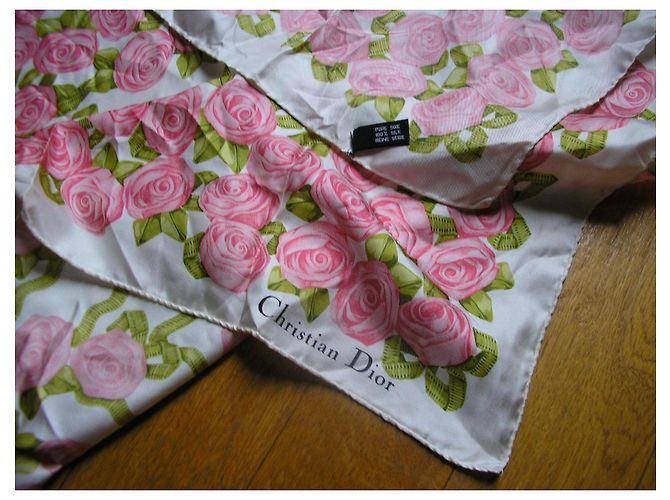 Christian Dior Seidentwill-Tuch, Art-Déco-Rosen. Pink - Ansicht 2