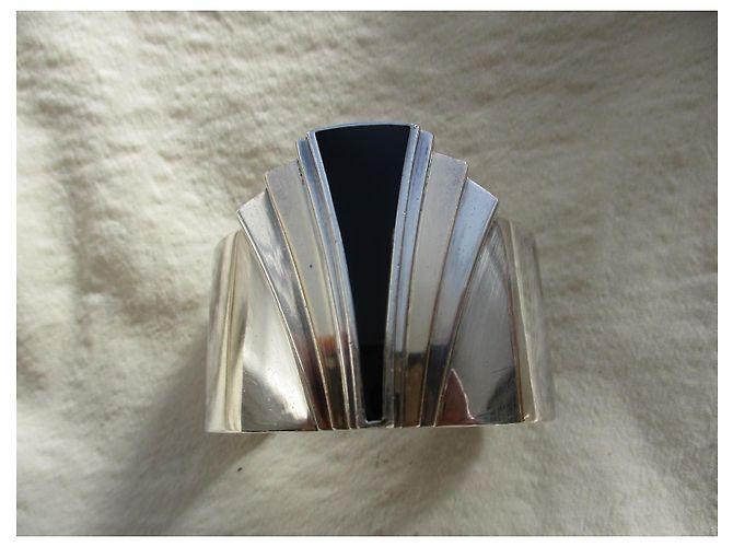 Autre Marque Bracciale in argento massiccio e onice, anni '90. - vista 2