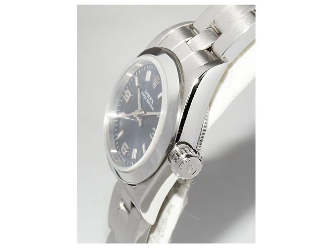 Rolex Oyster Perpetual Edelstahl Uhr Blau - Ansicht 3