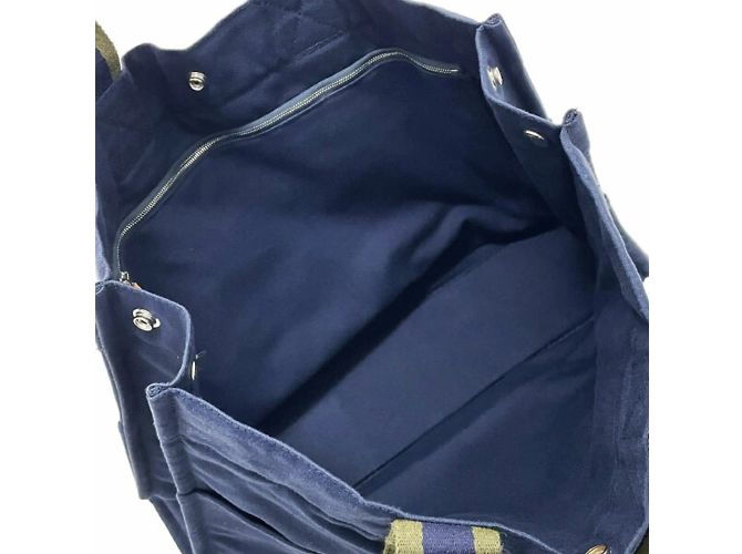 Hermès Borsa Tote Fourre Tout Hermes Verde Cachi Blu navy - vista 6