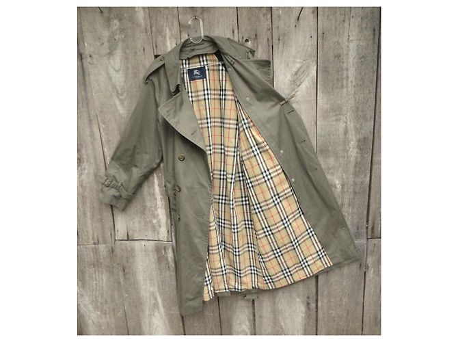 Trench Burberry Kaki in Cotone e Lana Cachi - vista 4