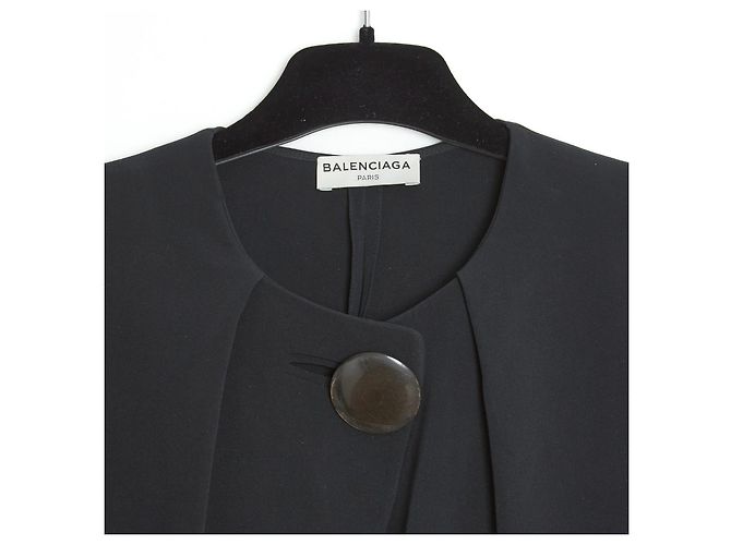 Balenciaga 2015 Top FR38 Blusa de Crepé de Seda Negra Doblada UK10 US8 Alexander Wang - vista 3