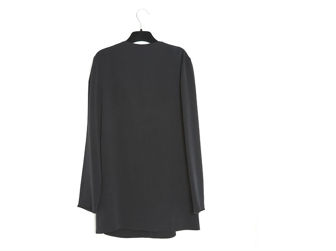 Balenciaga 2015 Top FR38 Blusa de Crepé de Seda Negra Doblada UK10 US8 Alexander Wang - vista 4