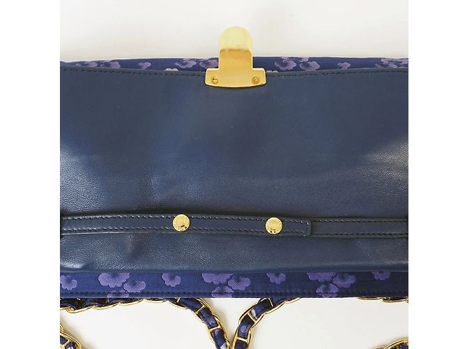 Borsa a spalla in nylon Prada con catena Blu navy - vista 11
