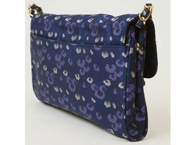 Borsa a spalla in nylon Prada con catena Blu navy - vista 2