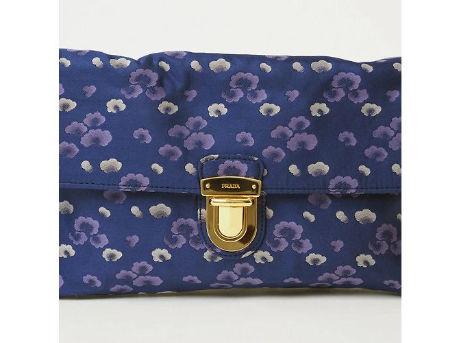 Borsa a spalla in nylon Prada con catena Blu navy - vista 3