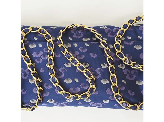 Borsa a spalla in nylon Prada con catena Blu navy - vista 5