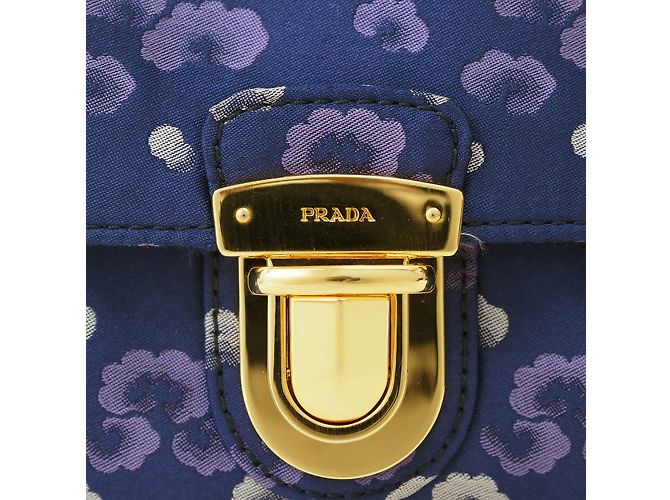 Borsa a spalla in nylon Prada con catena Blu navy - vista 6