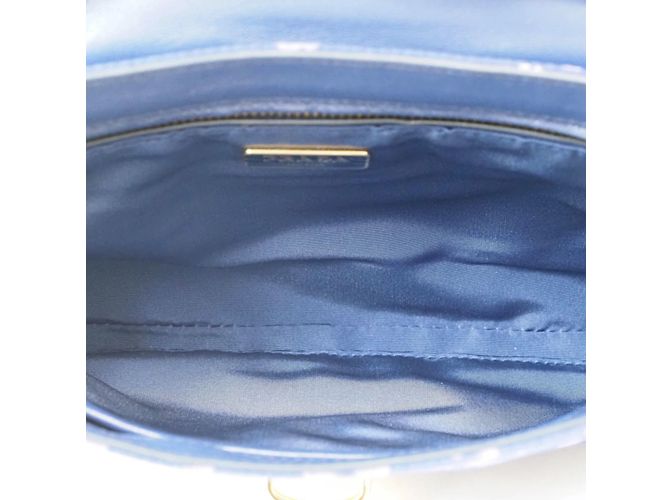 Borsa a spalla in nylon Prada con catena Blu navy - vista 9