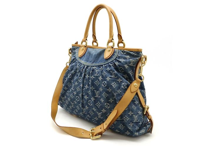 Borsa tote GM in denim Monogram Louis Vuitton Blu - vista 3