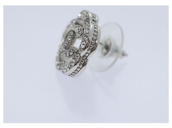 Orecchini CHANEL Camelia in metallo argento CC Auth 89077 - vista 12